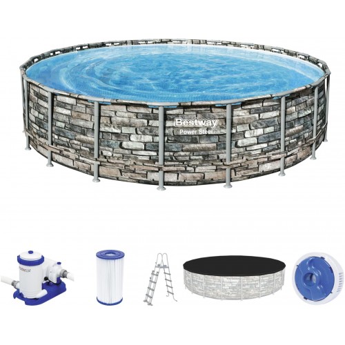 BESTWAY Power Steel Bazénový set 610 x 132 cm, kartušová filtrace 56883 BESTWAY Power Steel Bazénový set 610 x 132 cm, kartušová filtrace 56883