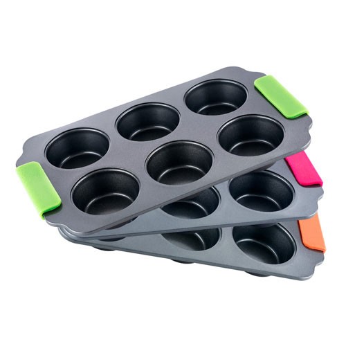 BERGNER Pekáč se silikonovými rukojeťmi muffiny BONIO BG-3877zele BERGNER Pekáč se silikonovými rukojeťmi muffiny BONIO BG-3877zele