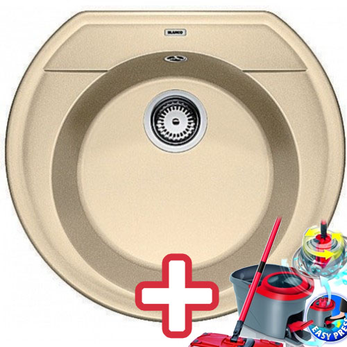 BLANCO Rondoval dřez včetně sifonu, béžová champagne 515673 + ZDARMA VILEDA MOP Easy Wring