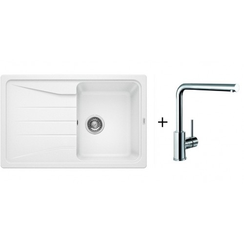 BLANCO Set dřez SONA 45 S Silgranit bílá + baterie MILA chrom BLANCO Set dřez SONA 45 S Silgranit bílá + baterie MILA chrom