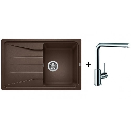 BLANCO Set dřez SONA 45 S Silgranit káva + baterie MILA chrom