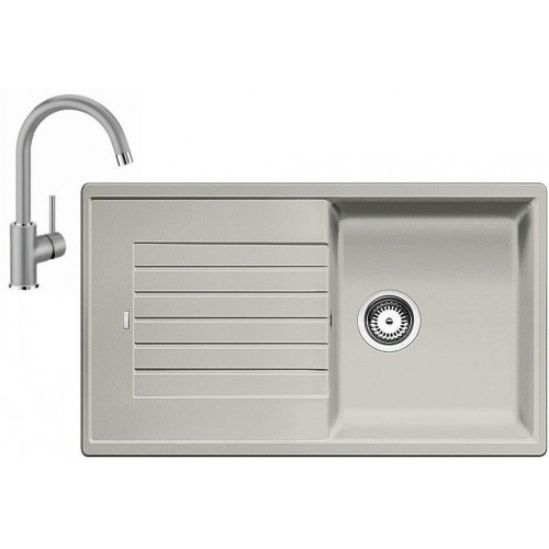 BLANCO Set dřez ZIA 5 S dřez Silgranit perlově šedá + baterie Mida perlově šedá BLANCO Set dřez ZIA 5 S dřez Silgranit perlově šedá + baterie Mida perlově šedá