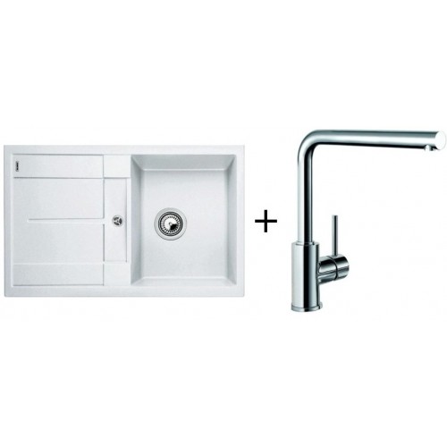 BLANCO Set dřez METRA 45 S Silgranit bílá + baterie MILA chrom