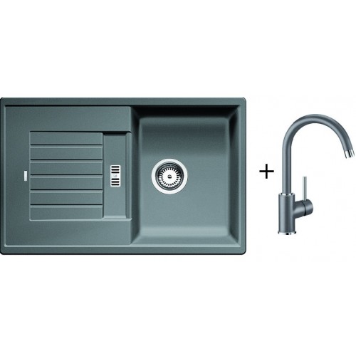 BLANCO Set dřez Zia 45 S Silgranit aluminium + baterie Mida aluminium BLANCO Set dřez Zia 45 S Silgranit aluminium + baterie Mida aluminium