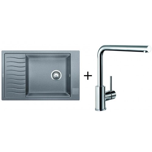 BLANCO Set dřez Elon XL 6 S Silgranit aluminium + baterie Mila chrom BLANCO Set dřez Elon XL 6 S Silgranit aluminium + baterie Mila chrom