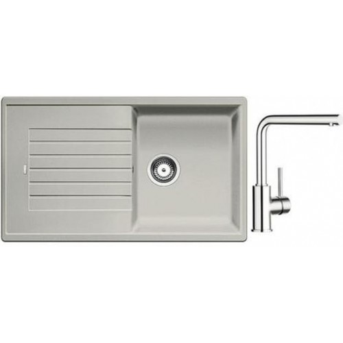 BLANCO Set dřez ZIA 5 S dřez Silgranit perlově šedá + baterie Mila chrom