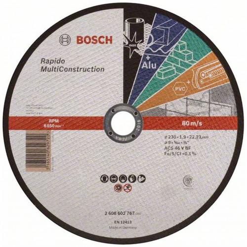 BOSCH Dělicí kotouč rovný Rapido Multi Construction, 230x1,9 mm 2608602767 BOSCH Dělicí kotouč rovný Rapido Multi Construction, 230x1,9 mm 2608602767