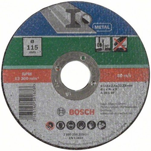 BOSCH Dělicí kotouč rovný 115x2,5mm, kov 2609256315 BOSCH Dělicí kotouč rovný 115x2,5mm, kov 2609256315