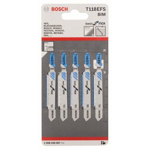 BOSCH Pilový plátek do kmitací pily T 118 EFS, 5ks 2608636497 BOSCH Pilový plátek do kmitací pily T 118 EFS, 5ks 2608636497