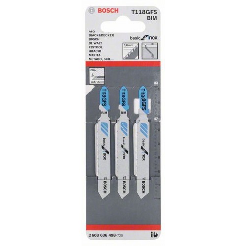 BOSCH Pilový plátek do kmitací pily T 118 GFS, 3ks 2608636498 BOSCH Pilový plátek do kmitací pily T 118 GFS, 3ks 2608636498
