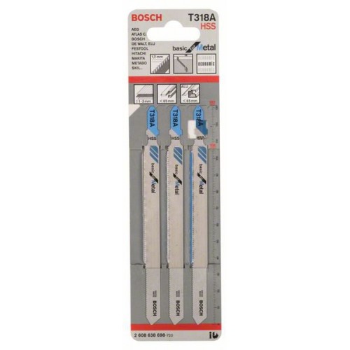 BOSCH Pilový plátek do kmitací pily T 318 A, 3ks 2608638698 BOSCH Pilový plátek do kmitací pily T 318 A, 3ks 2608638698