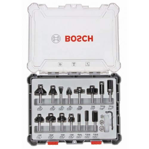 BOSCH Smíšená sada tvarových fréz s vřetenem O 8 mm, 15 ks 2607017472 BOSCH Smíšená sada tvarových fréz s vřetenem O 8 mm, 15 ks 2607017472