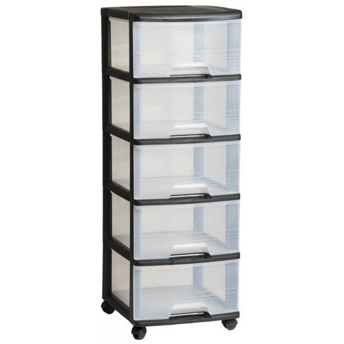 CURVER Komoda se šuplíky 5x20L, transparent/černá 06770-146 CURVER Komoda se šuplíky 5x20L, transparent/černá 06770-146