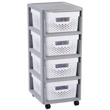 CURVER INFINITY 4x 11L Regál se šuplíky 36 x 29,5 x 65,5 cm, puntíky, bílé 04356-Y36