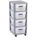 CURVER INFINITY 4x 11L Regál se šuplíky 36 x 29,5 x 65,5 cm, puntíky, bílé 04356-Y36