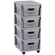 CURVER INFINITY 4x11L Regál se šuplíky 36 x 29,5 x 65,5 cm puntíky, šedé 04356-099