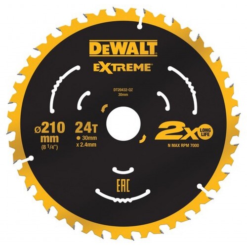 DeWALT DT20432 Pilový kotouč 210 x 30 mm, 24 zubů, ABT +18° DeWALT DT20432 Pilový kotouč 210 x 30 mm, 24 zubů, ABT +18°