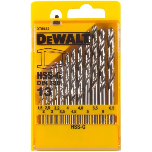 DeWALT DT5922 sada vrtáků do kovu HSS-G DIN 338, 13 ks DeWALT DT5922 sada vrtáků do kovu HSS-G DIN 338, 13 ks