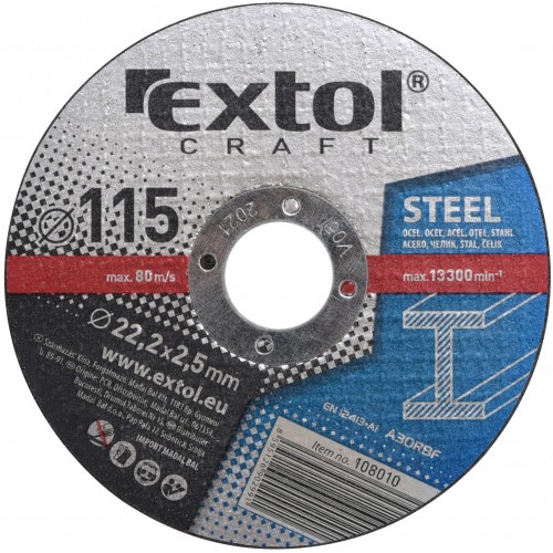 EXTOL CRAFT kotouče 115x2,5x22,2mm, řezné na kov 5ks 108010 EXTOL CRAFT kotouče 115x2,5x22,2mm, řezné na kov 5ks 108010