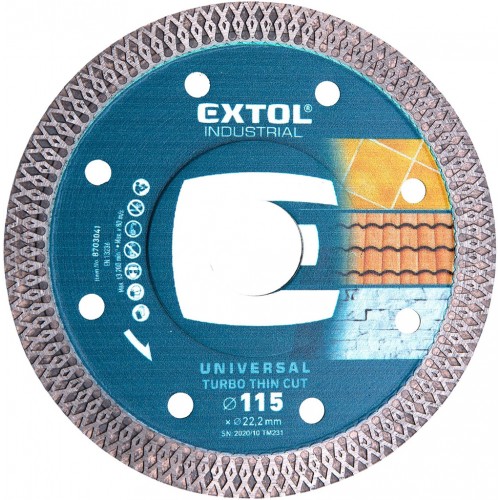 EXTOL INDUSTRIAL kotouč diamantový řezný 115x22,2mm TURBO THIN CUT, 8703041 EXTOL INDUSTRIAL kotouč diamantový řezný 115x22,2mm TURBO THIN CUT, 8703041