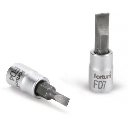 FORTUM hlavice zástrčná šroubovák plochý, 1/4", 7mm, L 37mm 4701802 FORTUM hlavice zástrčná šroubovák plochý, 1/4", 7mm, L 37mm 4701802
