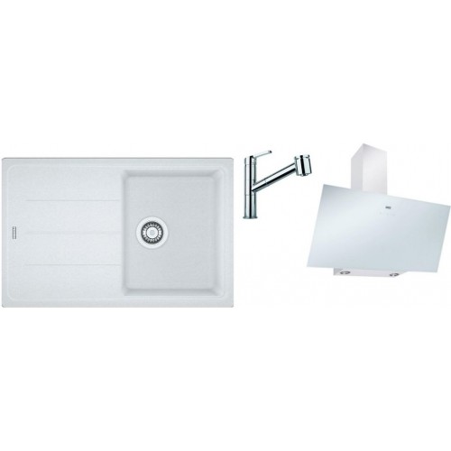 Franke SET G144 granitový dřez BFG 611-78 bílá + baterie FP 8244.031 + odsavač par FPJ 915 V WH A