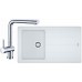 Franke SET G129 granitový dřez BFG 611-86 bílá led + baterie Samoa chrom