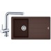 Franke SET G129 granitový dřez BFG 611-86 tmavě hnědá + baterie Samoa chrom