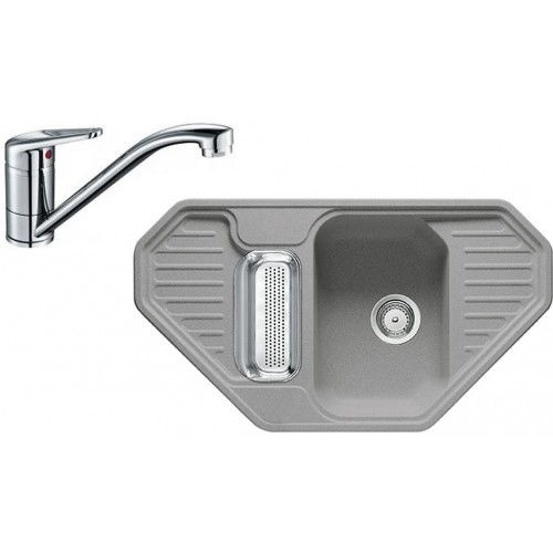 Franke SET G145 granitový dřez EFG 682 E šedý kámen + baterie FC 9541.031 chrom Franke SET G145 granitový dřez EFG 682 E šedý kámen + baterie FC 9541.031 chrom