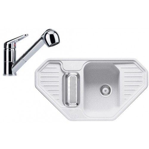 Franke SET G146 granitový dřez EFG 682 E bílá led + baterie FC 9547.031 chrom Franke SET G146 granitový dřez EFG 682 E bílá led + baterie FC 9547.031 chrom