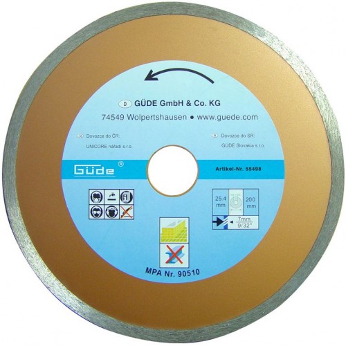 GÜDE Diamantový kotouč 200 x 25,4 mm celoobvodový 55498 GÜDE Diamantový kotouč 200 x 25,4 mm celoobvodový 55498