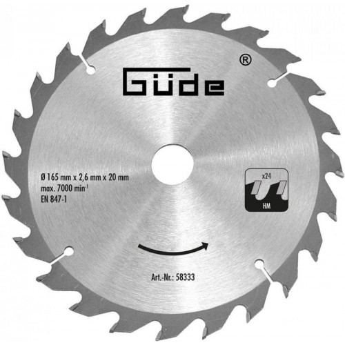 GÜDE Pilový kotouč 165 x 20 mm, 24 z (HM) 58333 GÜDE Pilový kotouč 165 x 20 mm, 24 z (HM) 58333