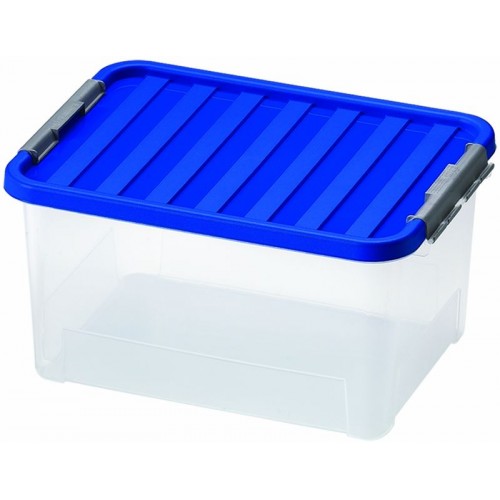 HEIDRUN Box s víkem 25l, 23 x 44 x 31 cm, transparentní/modrá 1670 HEIDRUN Box s víkem 25l, 23 x 44 x 31 cm, transparentní/modrá 1670