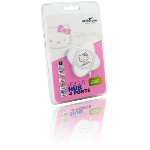 Hub USB Hello Kitty, design květina, bílý Hub USB Hello Kitty, design květina, bílý