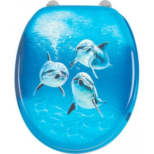 AQUALINE FUNNY WC sedátko s potiskem delfíni, HY-S115 AQUALINE FUNNY WC sedátko s potiskem delfíni, HY-S115
