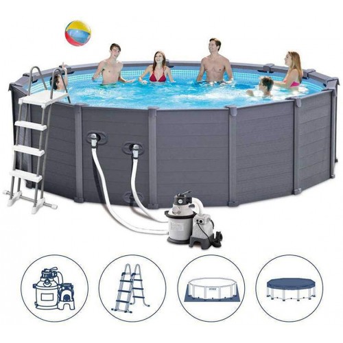 INTEX GRAPHITE GRAY PANEL POOLS SET Bazén 478 x124 cm s pískovou filtrací 26384GN INTEX GRAPHITE GRAY PANEL POOLS SET Bazén 478 x124 cm s pískovou filtrací 26384GN