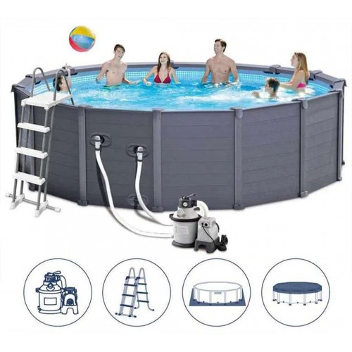 INTEX Graphite Gray Panel Pools Set Bazén 478 x124 cm s filtrací 26384NP INTEX Graphite Gray Panel Pools Set Bazén 478 x124 cm s filtrací 26384NP