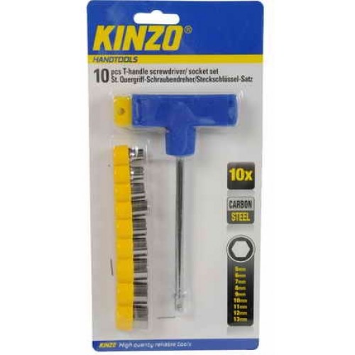 KINZO - sada bitů 10ks + T adaptér 72029 KINZO - sada bitů 10ks + T adaptér 72029