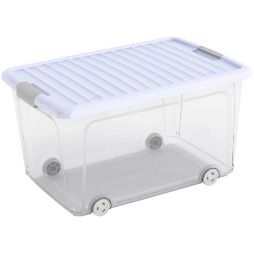 KIS W BOX L 50L 56,5x39x31,5cm transparentní/sv.modré víko KIS W BOX L 50L 56,5x39x31,5cm transparentní/sv.modré víko