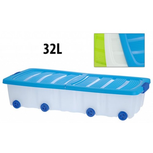 KAISERHOFF Úložný box pojízdný s klip víkem 32 l 79x38x17 cm bílý KO-Y54630090bila KAISERHOFF Úložný box pojízdný s klip víkem 32 l 79x38x17 cm bílý KO-Y54630090bila