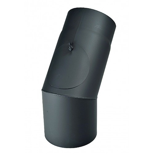 Koleno kouřovodu s čistícím otvorem 130mm 45° (2) černé Koleno kouřovodu s čistícím otvorem 130mm 45° (2) černé