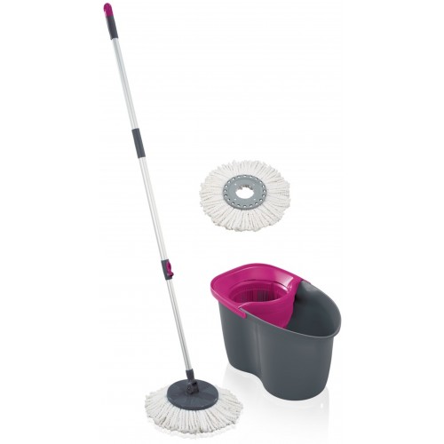 LEIFHEIT Set CLEAN TWIST Disc Mop Active grey pink 55267 LEIFHEIT Set CLEAN TWIST Disc Mop Active grey pink 55267
