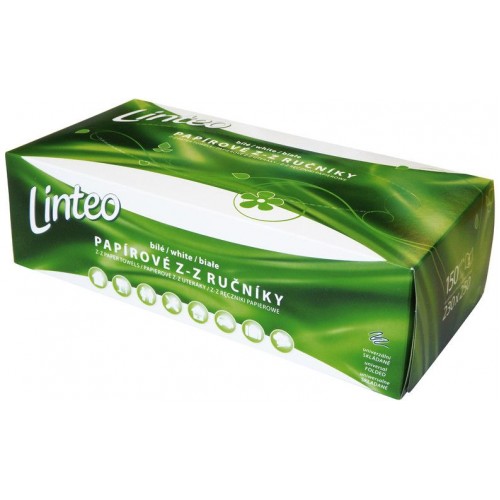 LINTEO Papírové ručníky BOX 150ks, bílé, 1-vrstvé a6