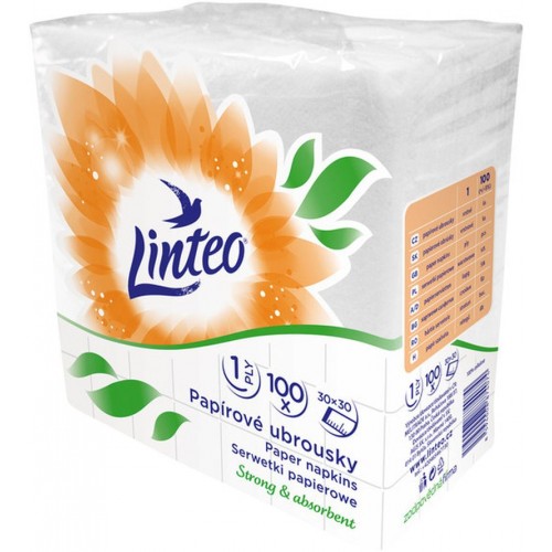 LINTEO Papírové ubrousky 30x30cm, bílé, 1-vrstvé 4057