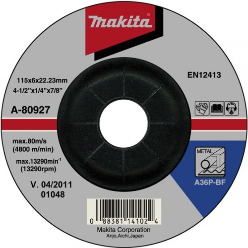 MAKITA A-80927 brusný kotouč 115x6x22mm, ocel MAKITA A-80927 brusný kotouč 115x6x22mm, ocel