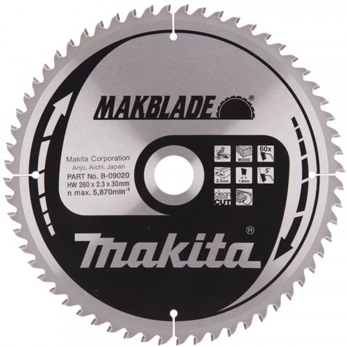MAKITA B-32801 pilový kotouč 260x30mm 60Z = old B-09020 MAKITA B-32801 pilový kotouč 260x30mm 60Z = old B-09020