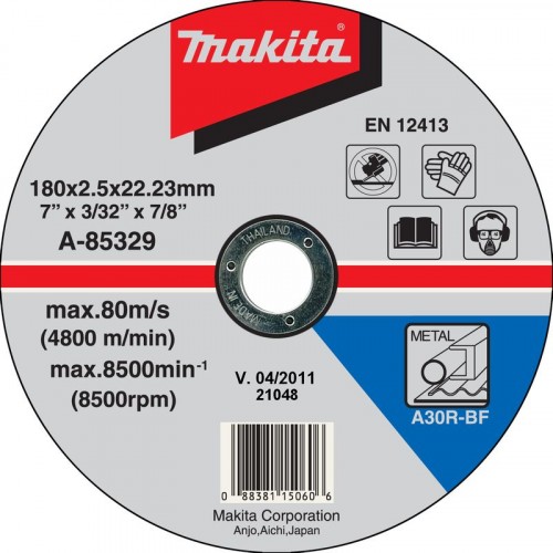 MAKITA A-85329 řezný kotouč 180x2,5x22mm ocel MAKITA A-85329 řezný kotouč 180x2,5x22mm ocel