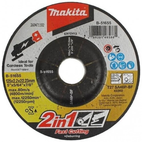 MAKITA B-51655 Řezný kotouč 2 v 1, 125x2.0x22.23 MAKITA B-51655 Řezný kotouč 2 v 1, 125x2.0x22.23