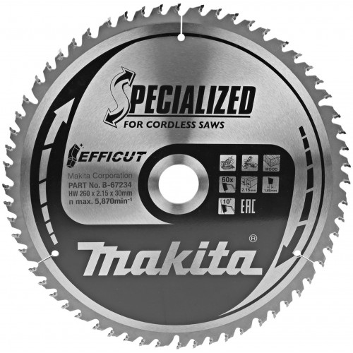 MAKITA B-67284 TCT pilový kotouč Efficut 260mmx30mm 60T MAKITA B-67284 TCT pilový kotouč Efficut 260mmx30mm 60T
