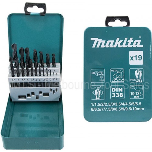 MAKITA D-54081 Sada vrtáků do kovu HSS-R 1-10mm (po 0,5mm), 19ks MAKITA D-54081 Sada vrtáků do kovu HSS-R 1-10mm (po 0,5mm), 19ks